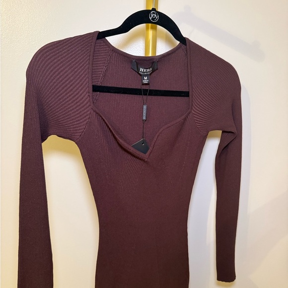 Hera Collection Ribbed Mini Dress in Brown - Picture 1 of 5